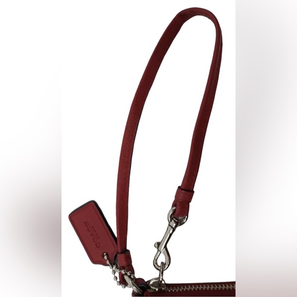EUC Coach Burgundy/Gold-Tan Signature Coated Canvas Wristlet/Mini-Bag w/Silver - Picture 3 of 6